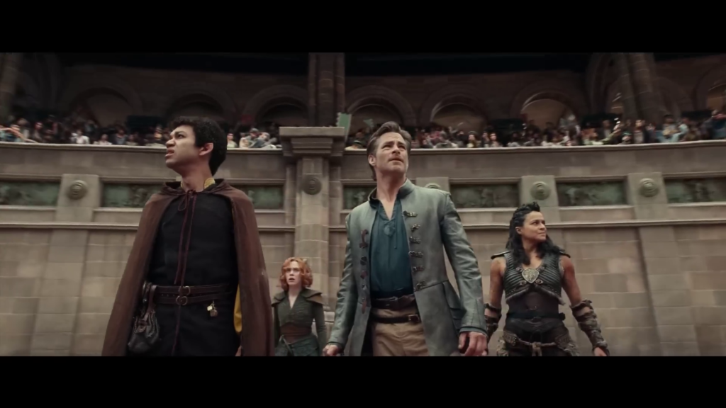 dungeons-and-dragons-movie-trailer-snapshot-showing-3-heroes-in-gladiator-pit